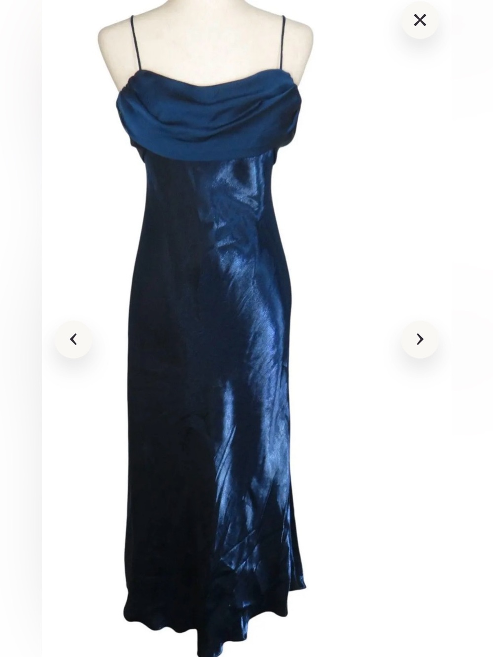 Vintage Betsy & Adam by Linda Bernell blue satin dress